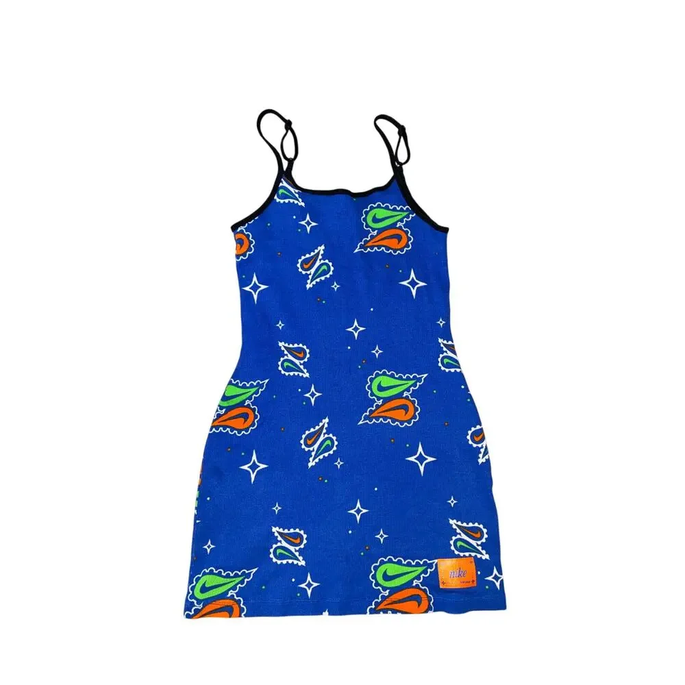 NIKE Ribbed Bodycon tank dress swoosh all over print size‎ medium